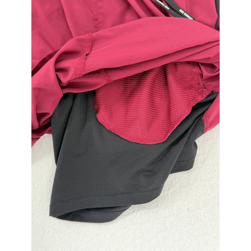 Nike Running Shorts XXL Maroon Black Dri-Fit Lined Drawstring Pocket Reflective - Picture 7 of 11
